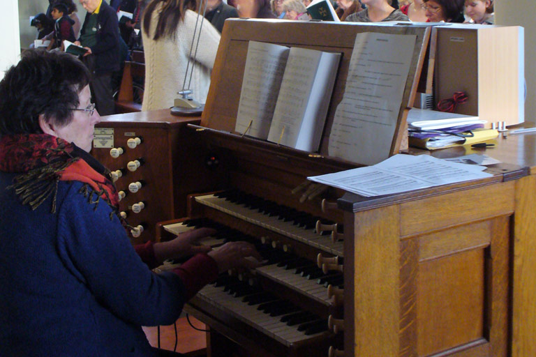 Organ being played at Our Lady of Peace Church